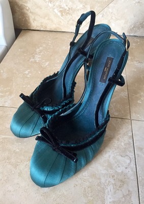 teal satin heels