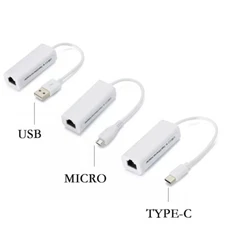 Micro USB Type C to RJ45 Ethernet LAN Network Card Cable Adapter Hub PC Laptop