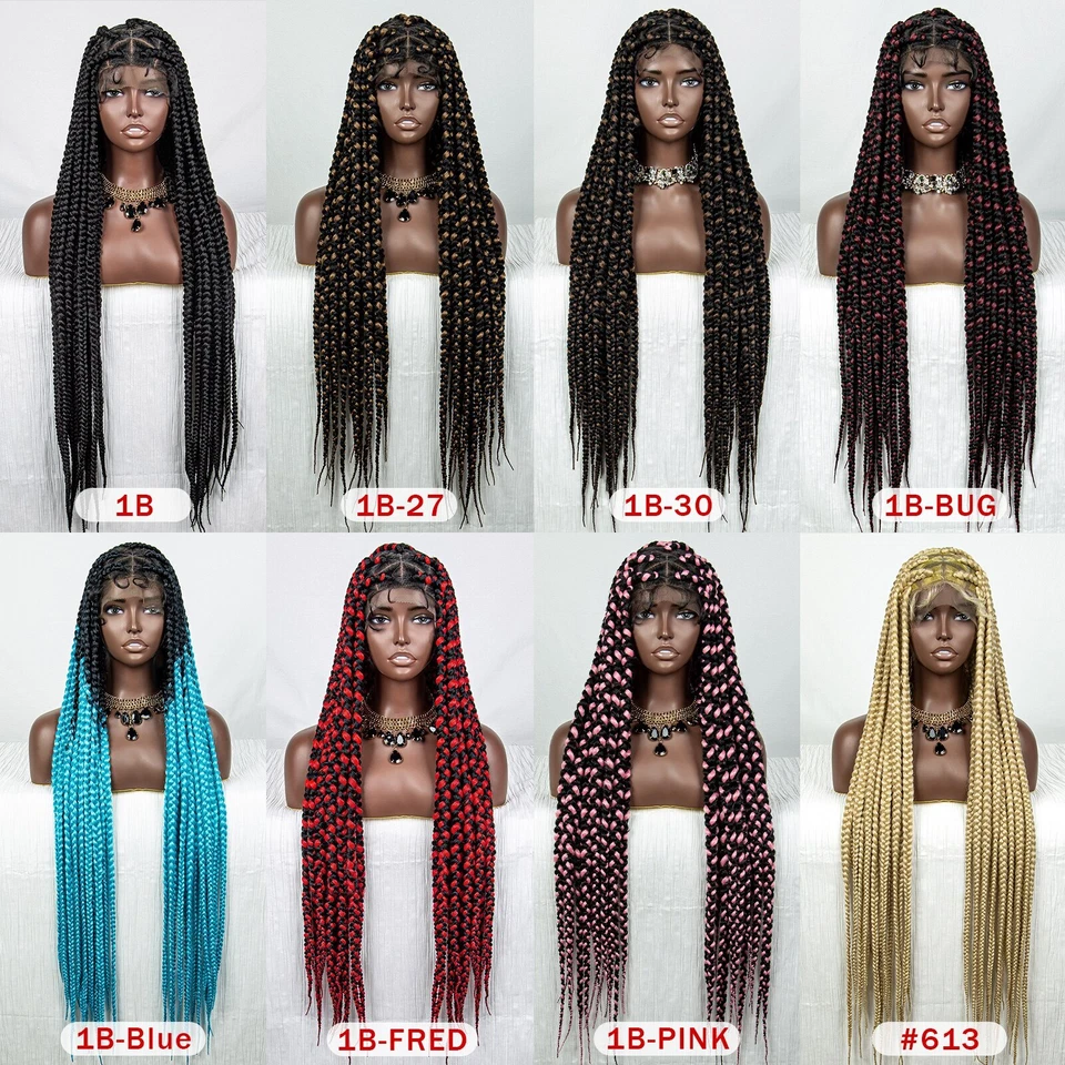 Synthestic Lace Braided Wigs Braids Lace Wig BlacK Women Twist Braid Wig Lace - Image 3 of 4
