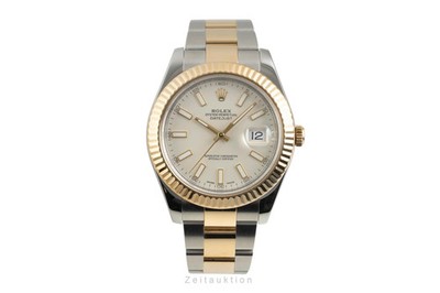 Rolex Datejust Silver Stick Dial Stahl / Gold Automatik Herrenuhr Ref. 116333