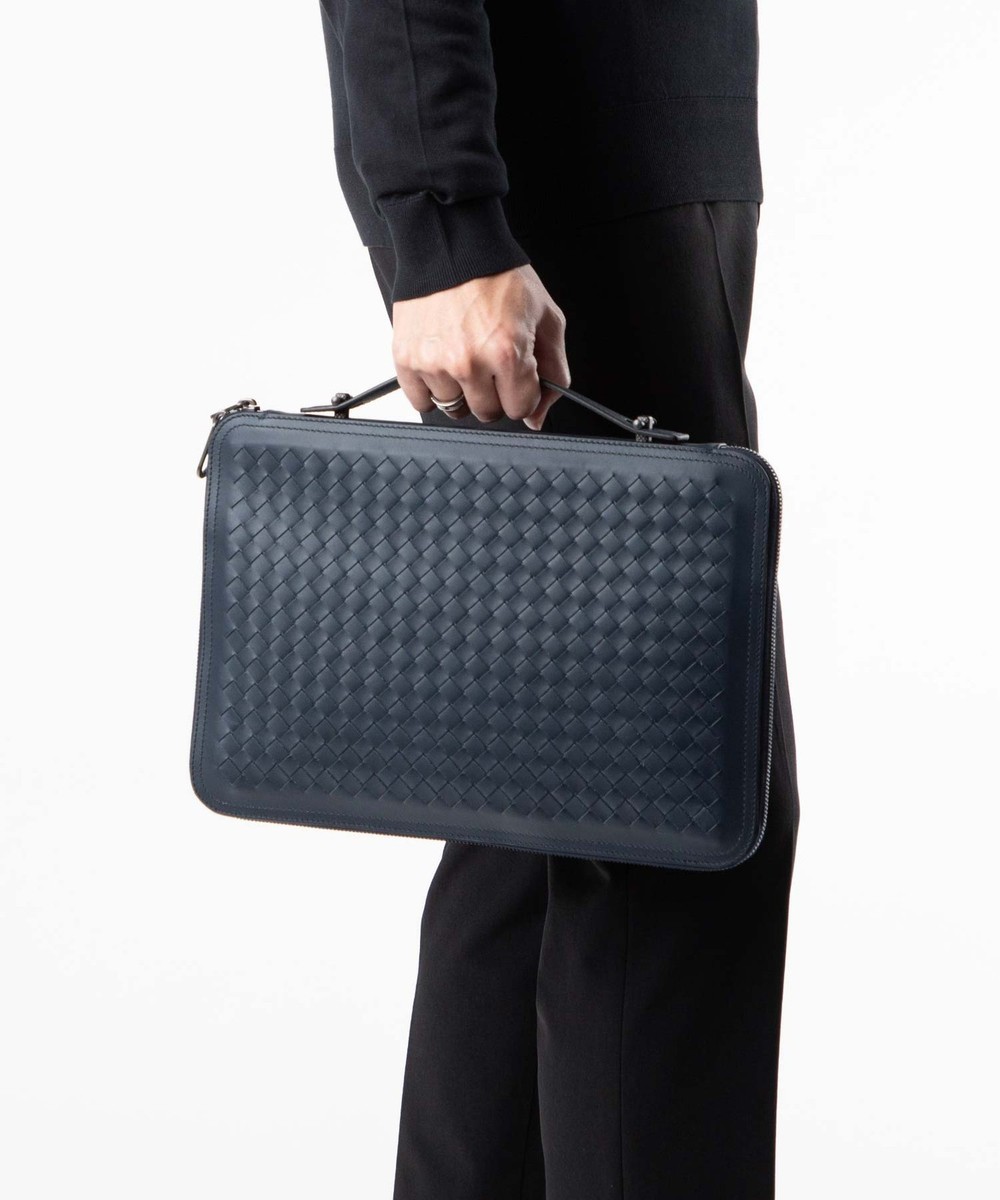 Bottega Veneta Men's Business Briefcase Bag in Intrecciato Leather