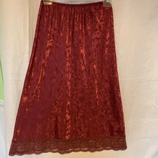 Vtg St Michael Waist Slip 10-12 Satin-feel Lacy Hem cranberry W22-28” 