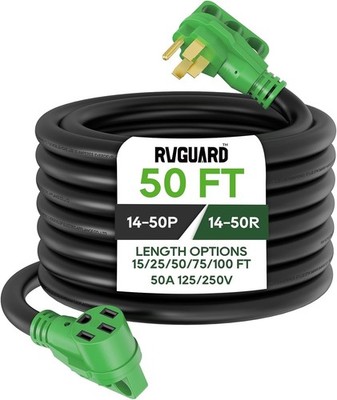 RVGUARD 50 Amp 50 Foot RV/EV Extension Cord, NEMA 14-50P/R Heavy Duty Cord