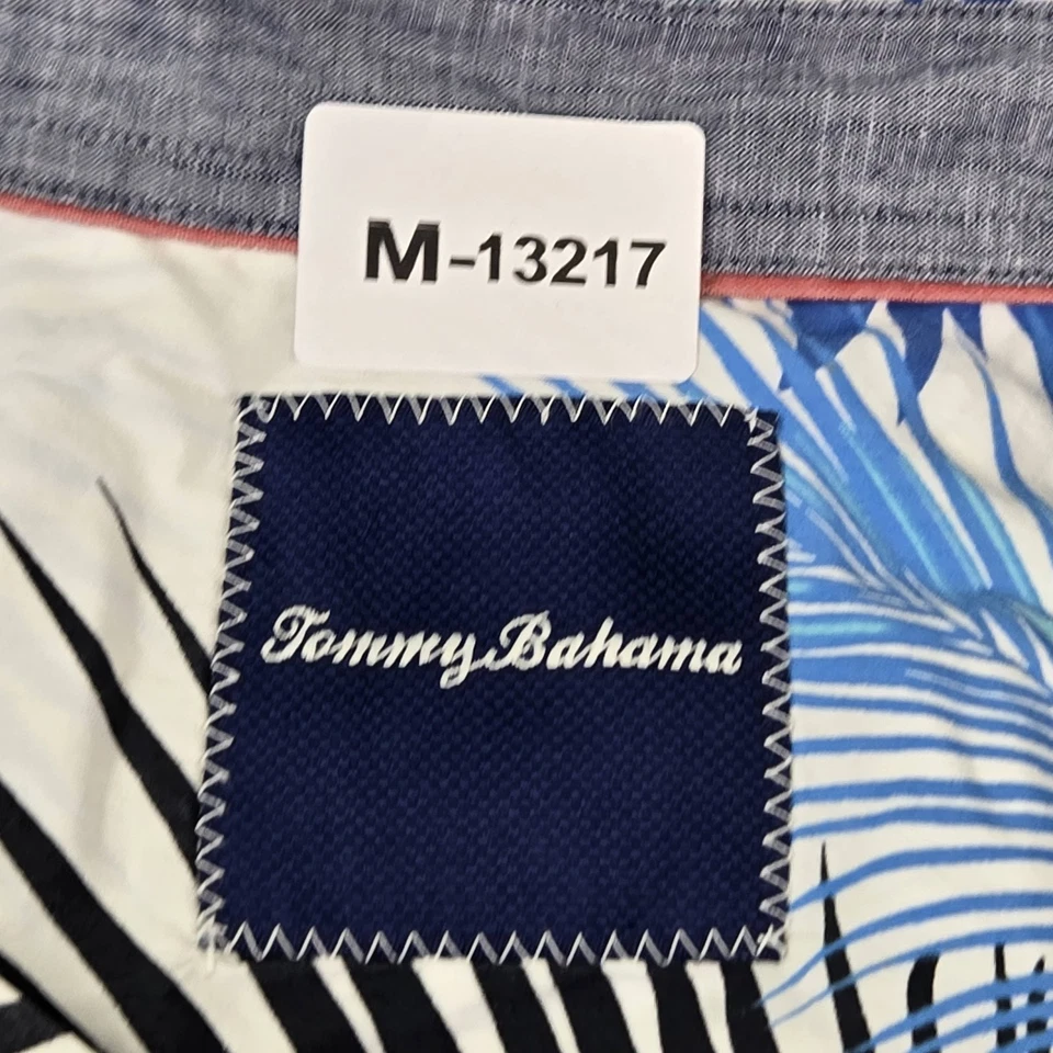 Tommy Bahama Men Button Up Shirt M Blue Cotton Silk Floral Hawaiian Long Sleeve - Image 2 of 4