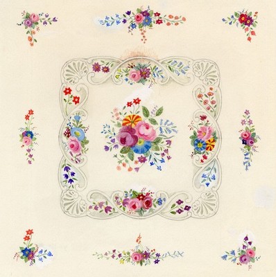 Poole Pottery Flower Posy Keramik Design Gemälde ca.1980er Elaine Williamson