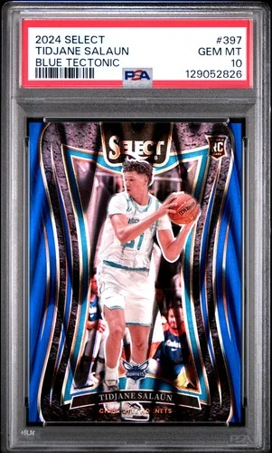 2024 Panini Select Basketball Blue Tectonic Tidjane Salaun #397 PSA 10