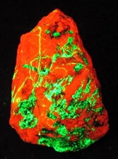 Big Afterglow Willemite Veins Calcite Fluorescent Mineral Sterling Hill NJ