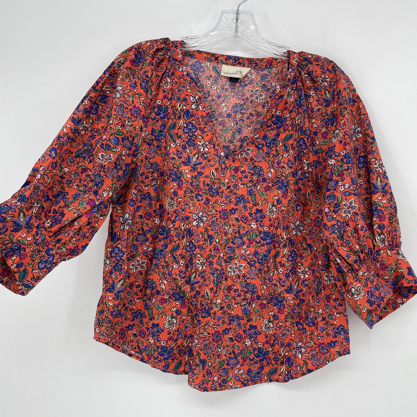 Universal Thread Split Neck Floral Cotton Top Siz… - image 5