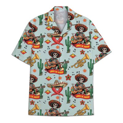 Skeleton Fiesta Cactus Hawaiian Shirt Beach Aloha Holiday Tropical