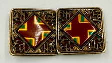 Vintage Geometric detail Czech Belt Buckle ignore The Flash On The Left