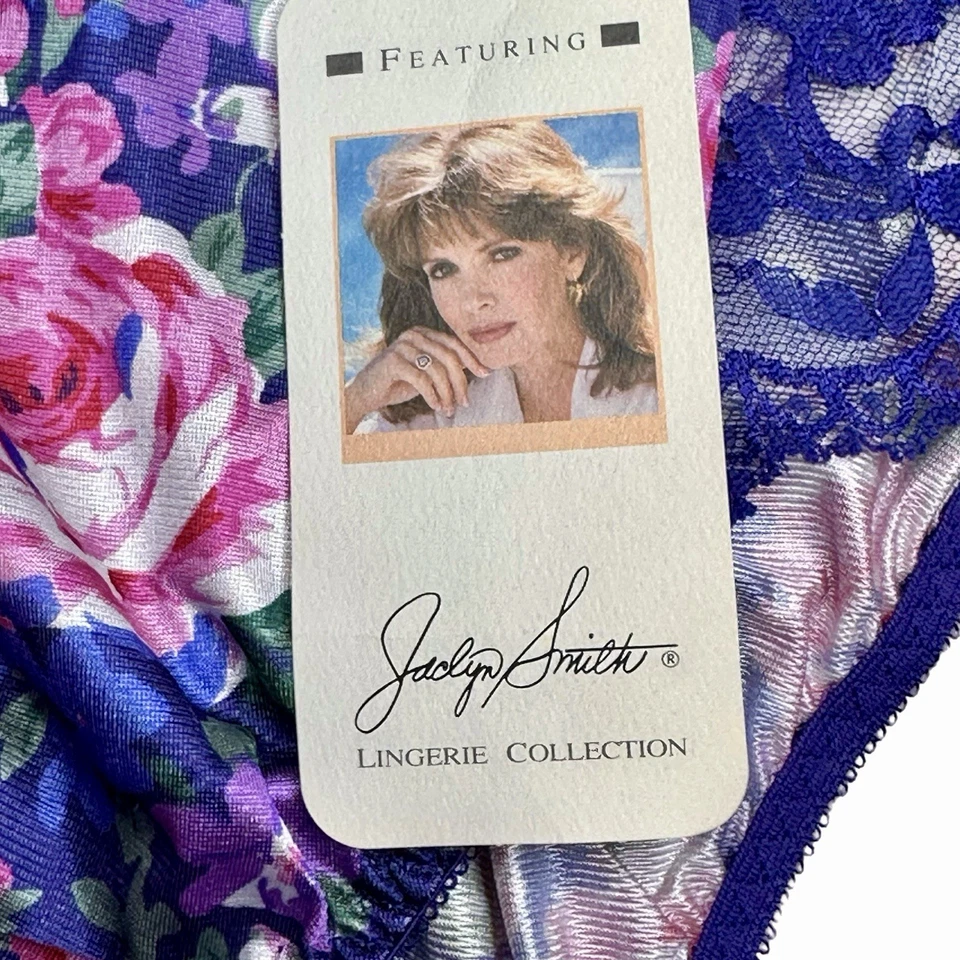Bragas vintage para mujer Jaclyn Smith talla 7 azul rosa floral sedoso alto corte francés Foto 4 de 4