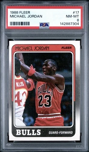 Fleer 1988-89 Michael Jordan Chicago Bulls Basketball Card #17 PSA 8 Base Set