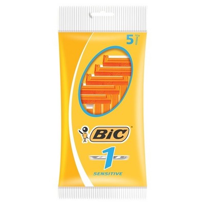 Bic Men Classic Sensitive Disposable Razors, 5 5 Count (Pack of 1), Orange 