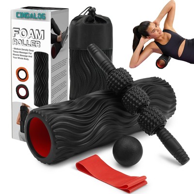 5 in 1 Foam Roller Set, High Density Wave Textured Back Roller, Massage Rolle...