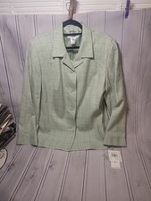 VINTAGE Pendleton Womens Wool Blend Blazer Jacket Green Plaid Pockets 16W NWT
