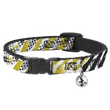 Cat Collar Breakaway with Bell Grunge Tread Yellow NARROW Fits 8.5-12"