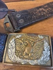 Civil War Eagle Buckle And Leather Belt  Original Historical Piece Length 42 X 2
