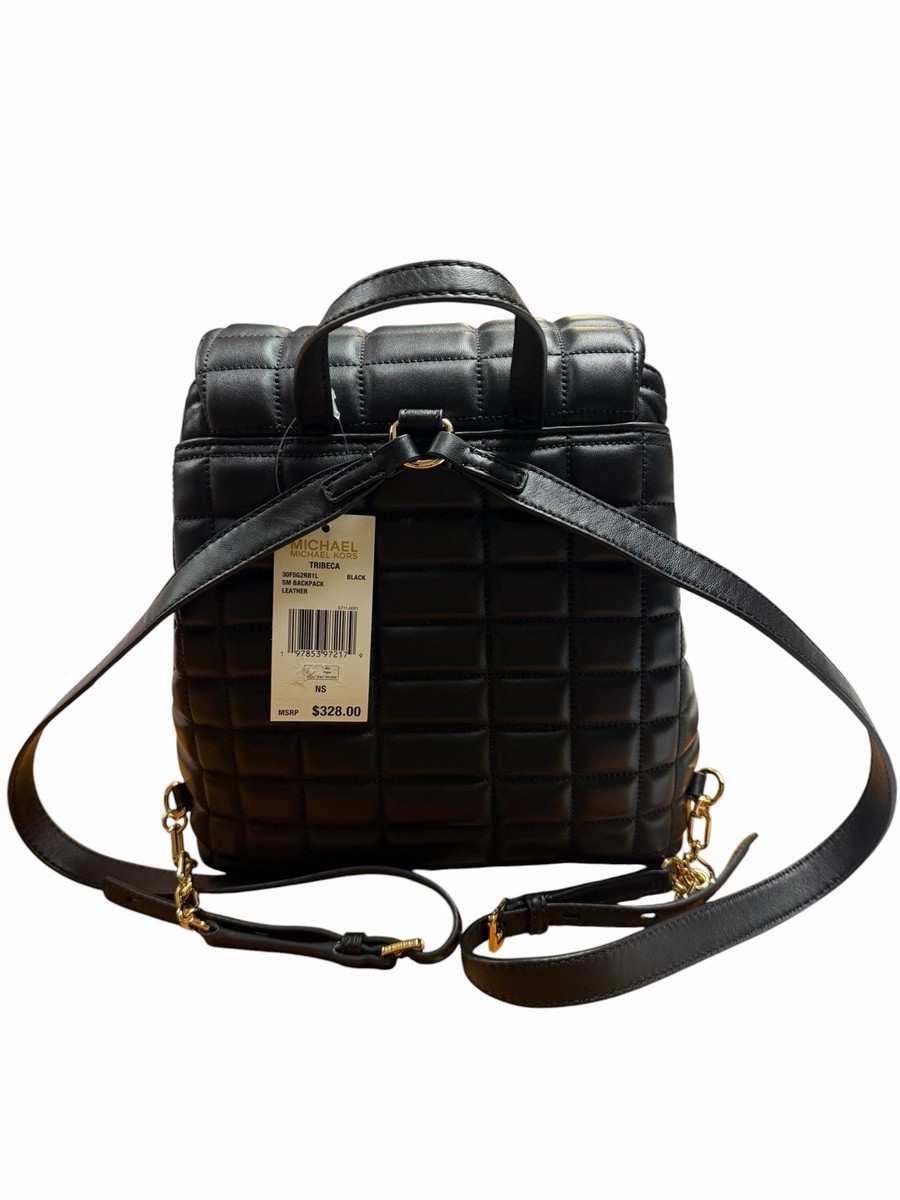 NWT Michael Michael Kors Quilted Lambskin Backpack Tribeca Small Quilted Leather Backpack in BLACK - Sale  main image 4