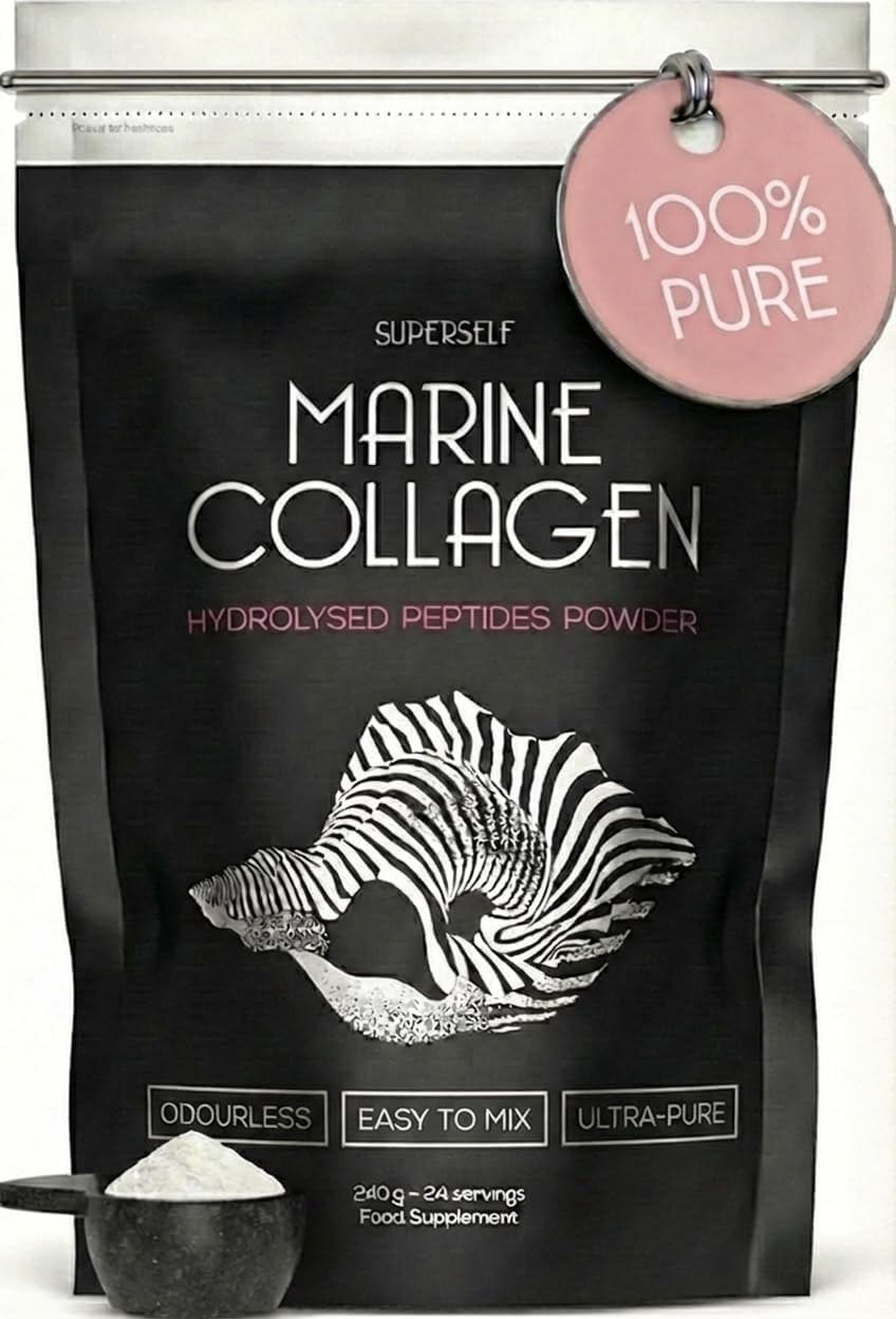 Marine Collagen Powder 10000mg - 24 Servings Skin Nails Pure Hydrolyzed Peptides