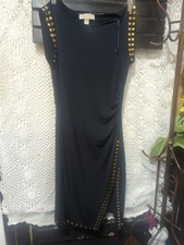 Michael Kors Women's Navy Blue Gold Sleeveless Dress Size P/M