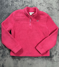 Vineyard Vines Girls Quarter Zip Hot Pink Fleece Pullover M 10-12 Whale