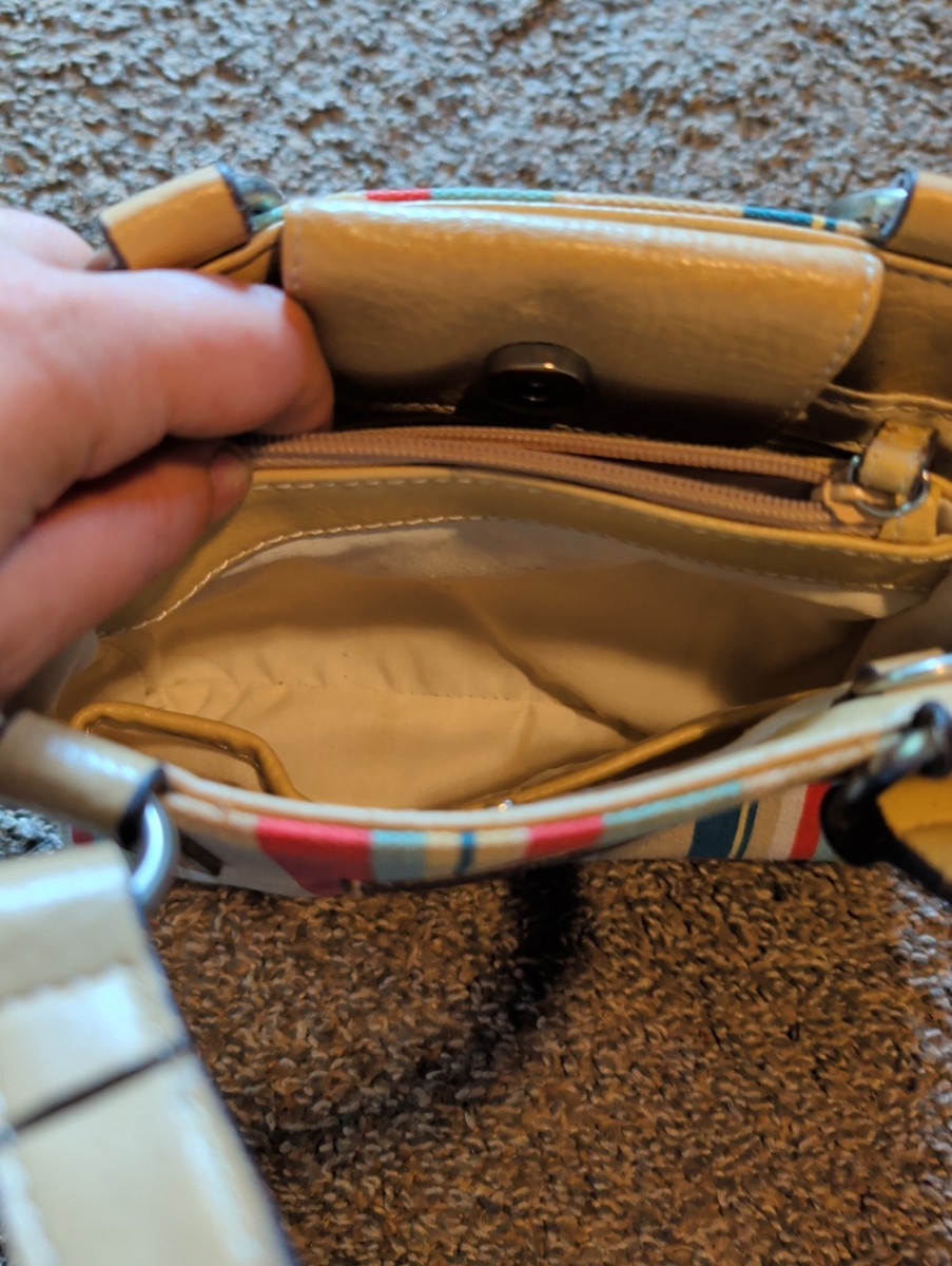 Caribbean Joe Striped Canvas Handbag Purse With Rope Accents View 4