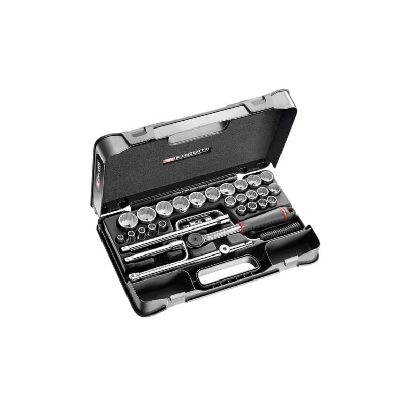 Coffret douilles 1/2 12 pans FACOM outillage de serrage métrique complet 30 pièces