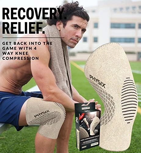 Physix Gear Knee Compressionleeve for Men & Women - Best S Beige/Black - Image 3 of 4