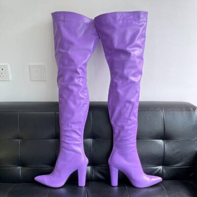 High Quality Women Thigh Boots Chunky Heels Pointed Toe Party Shoes 5-15