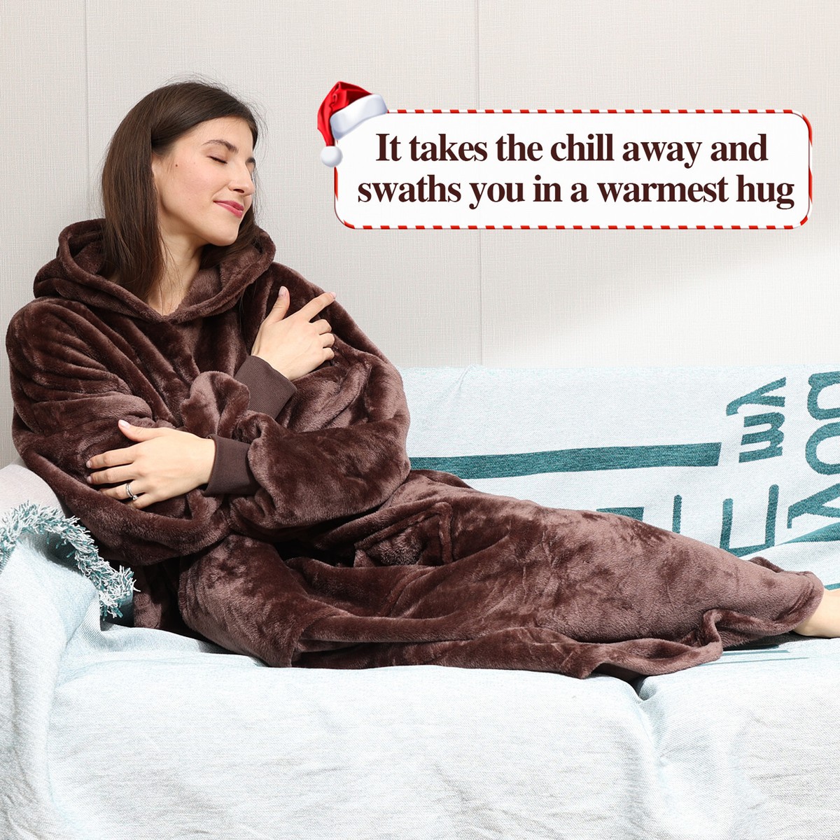 Wearable Blanket Oversized Hoodie Sweatshirt Blanket for Adults, Super  Warmu0026amp;Cozy | eBay