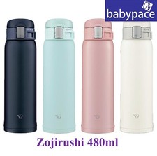 Zojirushi SM-SF48-WM Botella De Agua, Bebida Directa [Apertura De Un Toque], Taza De Acero Inoxidable, 480 Ml, Blanco PáLido-image