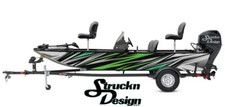 Angled Jagged Green Teal Gray Black Fish Bass Boat Black Decal Wrap USA Vinyl