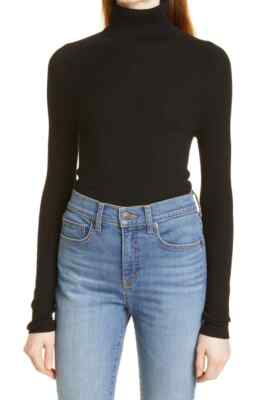 VERONICA BEARD Calista Turtleneck Merino Wool Rib Top In Black XS XSMALL NWOT