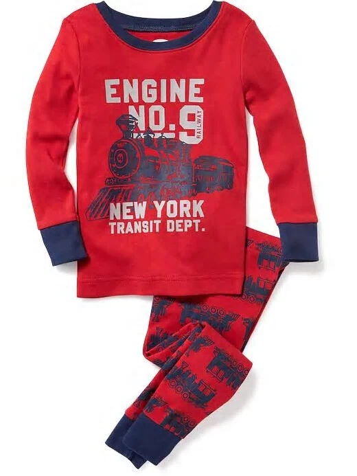 NWT Old Navy Choo Choo Train Graphic Sleep Set Pajamas Set PJ Boys