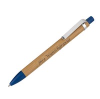 Holz-Kugelschreiber Aus Bambus Mit Gravur / Farbe: Blau