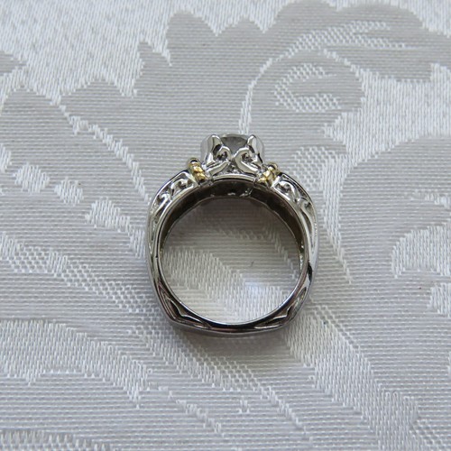 Premier Designs Two Tone Scroll and Rope Design CZ Ring Size 6 - Picture 5 of 7