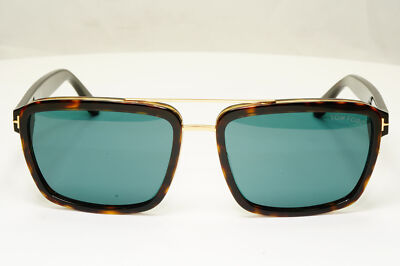Authentic Tom Ford Mens Gold Square Brown Green Sunglasses Anders