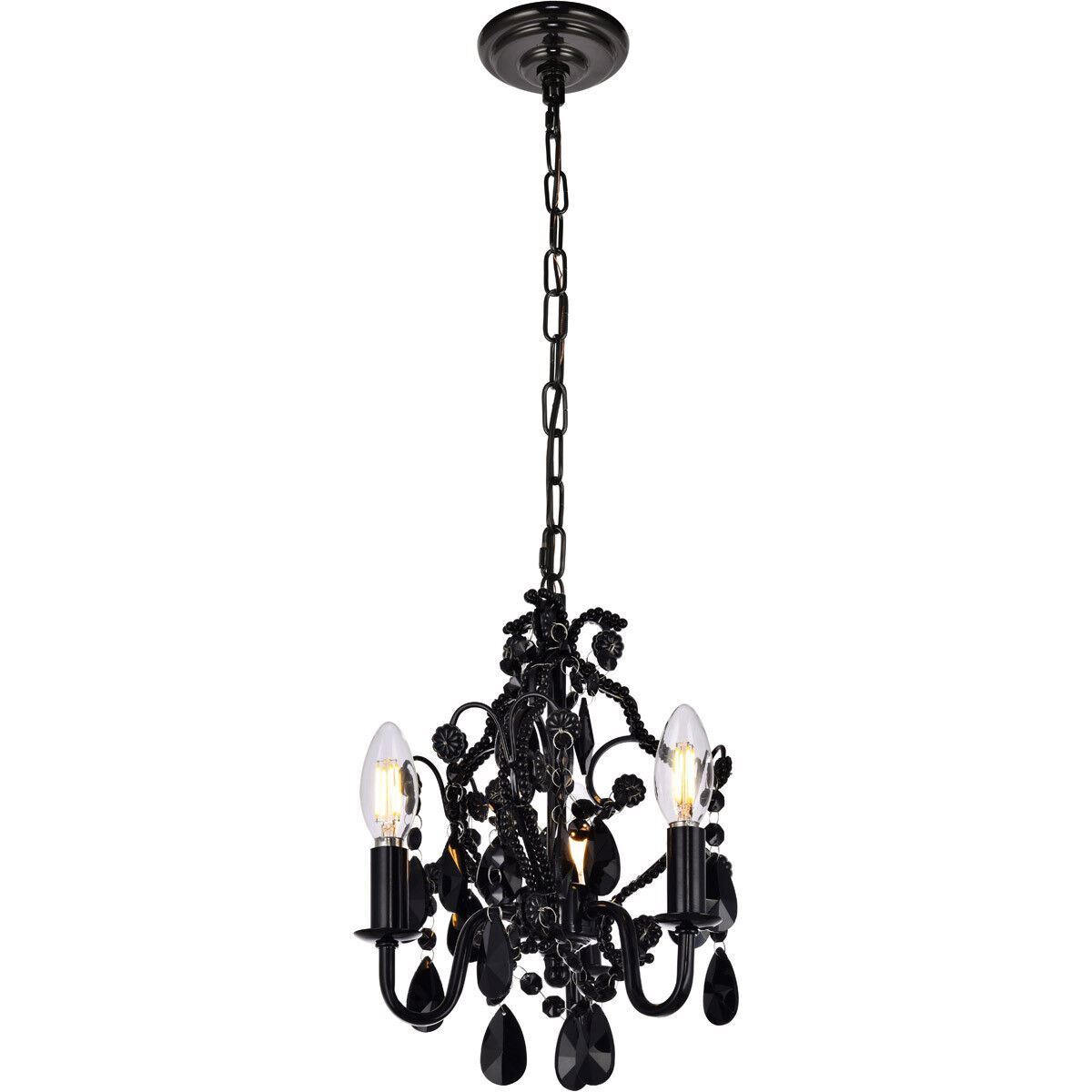 Crystal Chandelier Pendant Black Shabby and Chic Light Bathroom