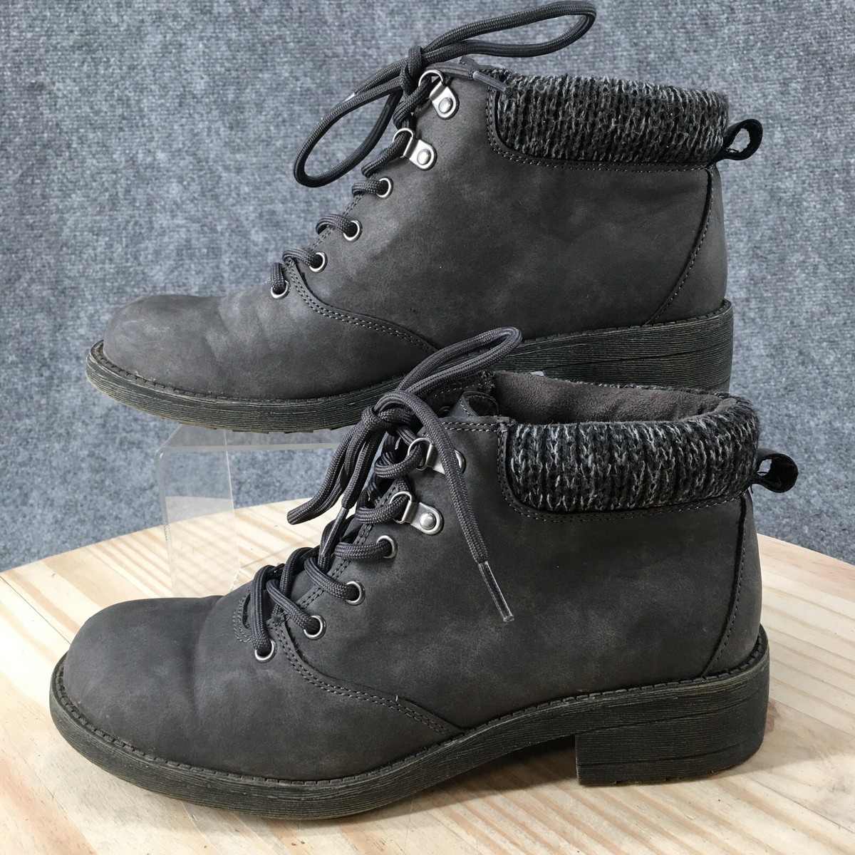 Rocket Dog Boots Womens Casual Ankle Booties Heels Gray Faux