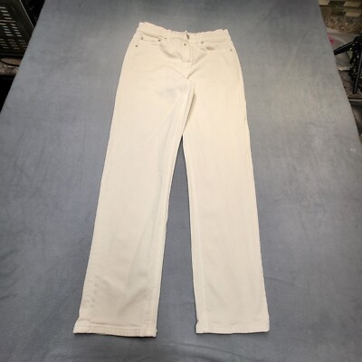American Eagle Jeans Womens 6 White High Rise Straight Leg Distressed Stretch