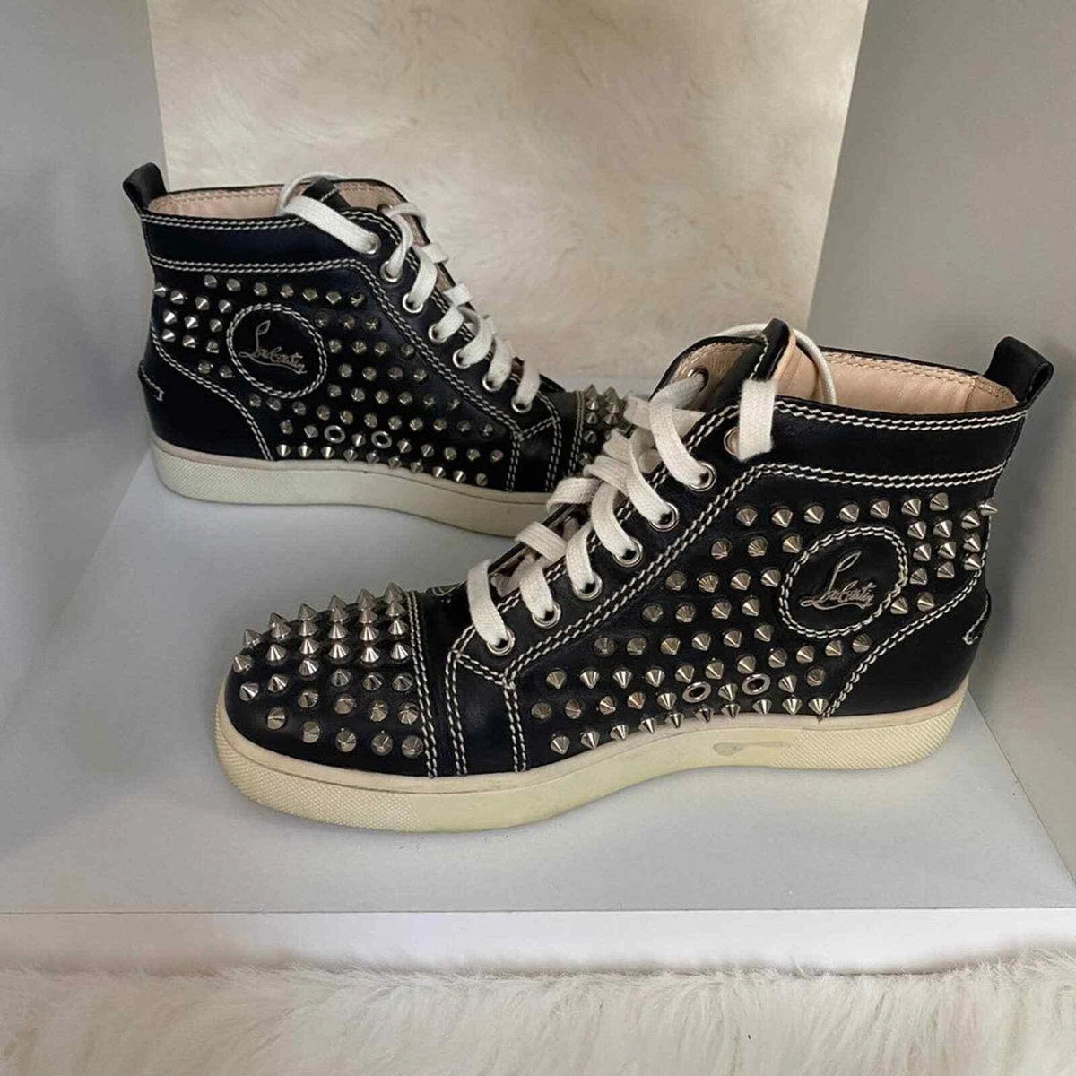 Christian louboutin cheap silver spikes