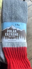 3 Pair Polar Extreme Sz 10-13 Boot Socks Red, Black, Blue-80% Acrylic 20% Nylon