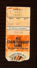 Freezer Bowl AFC Championship Cincinnati Bengals 1982 Ticket Playoffs