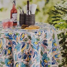 Mainstays Tropical PEVA Vinyl Tablecloth 70" Round New