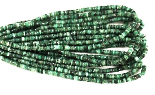Top Quality Emerald Faceted Tyre shape Heishi Beads, 5-7mm 15" AAA Natural Green - Picture 6 of 8