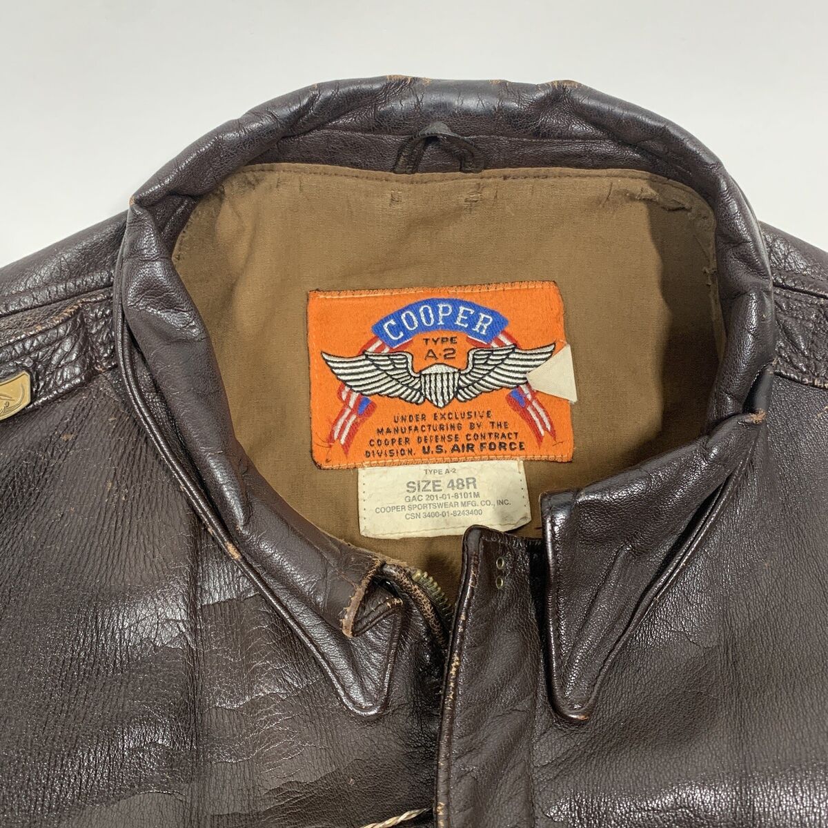 Vintage Copper Type A-2 Brown Leather Air Force Flight Vintage Copper Type A-2 Brown Leather Air Force Flight
