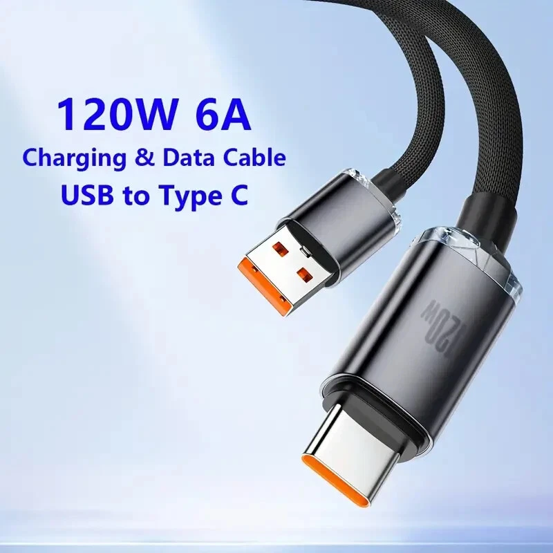 Carregador rápido USB para USB C 120W tipo C cabo USB de sincronização de dados de carregamento - Imagem 2 de 4