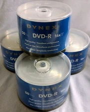 4 spindles of 50 Dynex DVD Recordable Media DVD-R 16x 4.7GB Total of 200 DVD-R 
