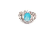 Sterling Silver 925 Aquamarine CZ Ring Size 8