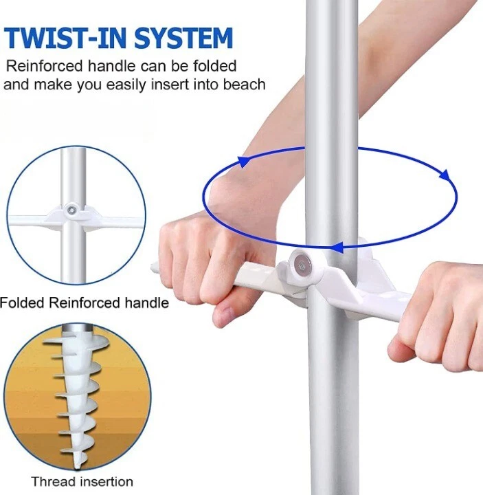 Sombrilla de playa plegable de 6,5 pies con anclaje de arena, inclinación y ventilación a prueba de viento para viajes Foto 4 de 4